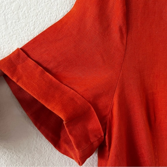 J.Jill Love Linen Zinnia Saffron Orange Shirtdress S Lagenlook Coastal - Picture 6 of 16